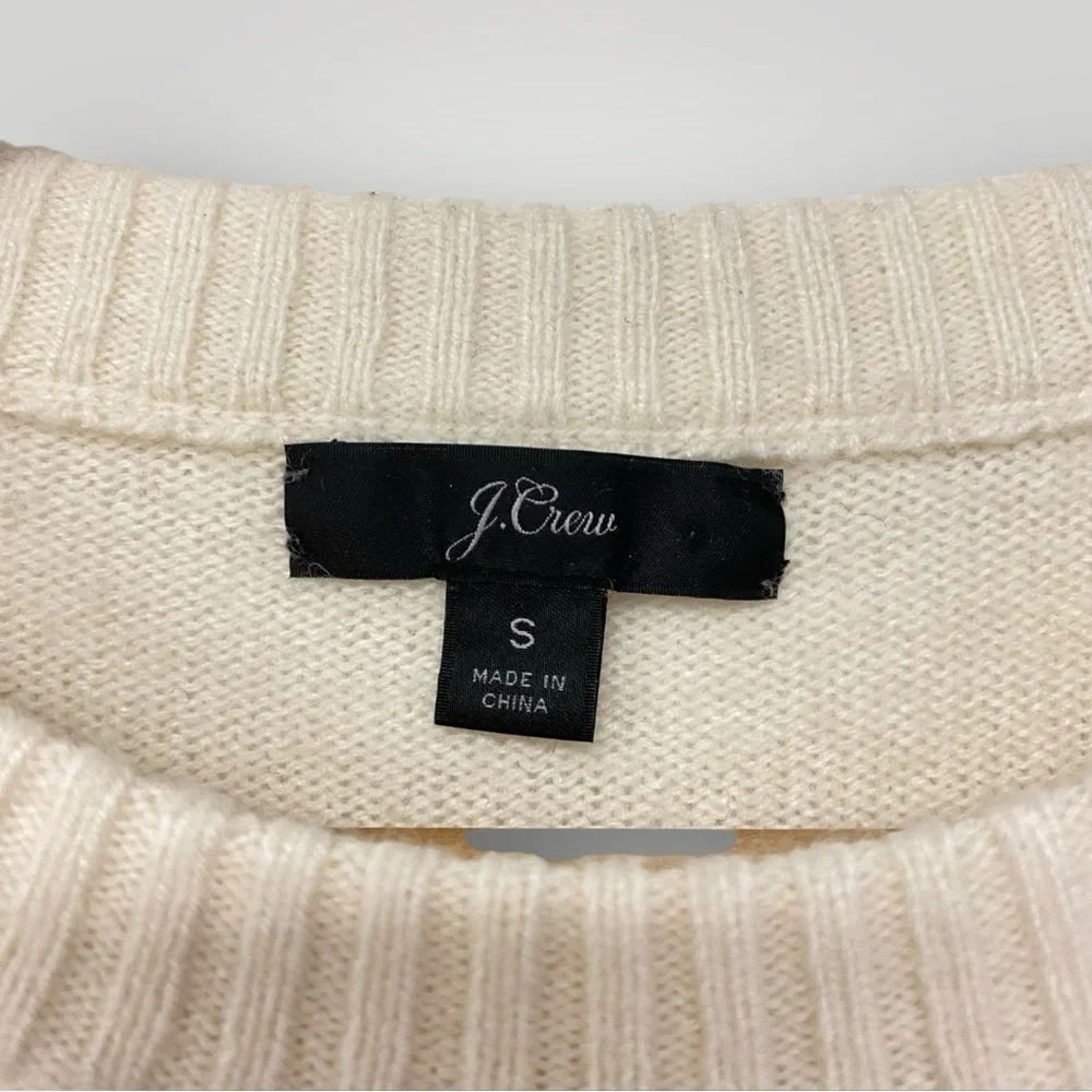 J. Crew‎ Crewneck sweater with jeweled buttons Cream Sz S